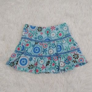 LL Bean Corduroy Skirt Blue Flowers 12-18M
